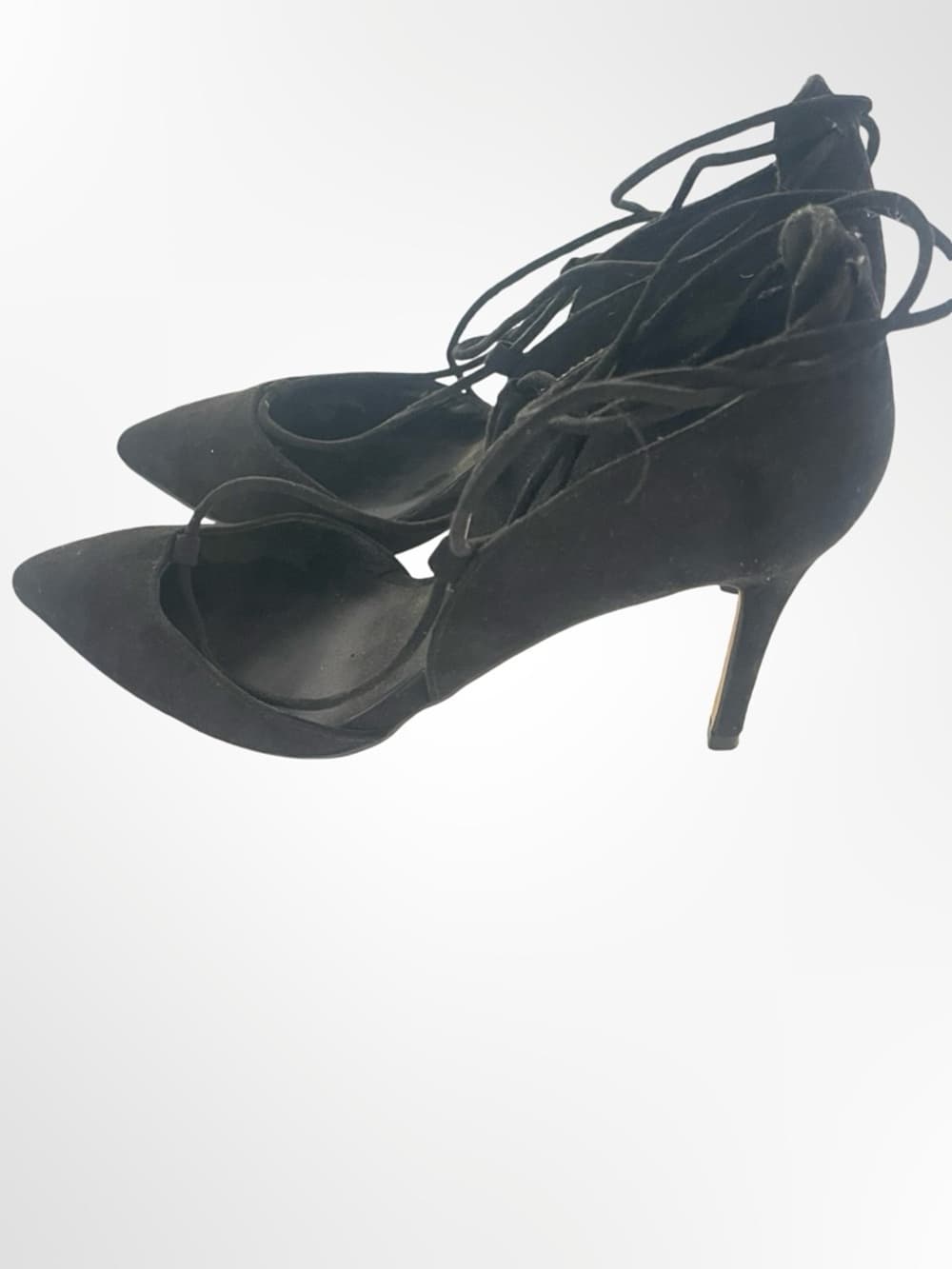 ALDO Black Pointed-Toe Lace-Up Heels in size 8 - Thumbnail 2