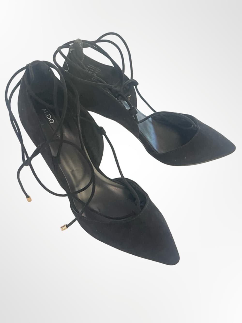 ALDO Black Pointed-Toe Lace-Up Heels in size 8 - Thumbnail 8