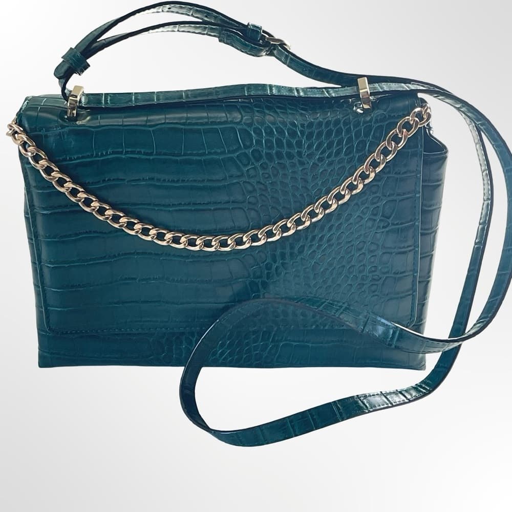 A new day Croc-Embossed Shoulder Bag with Gold Chain - Thumbnail 7