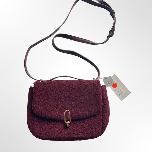 A New Day Burgundy Sherpa Crossbody Bag NWT - Thumbnail 5