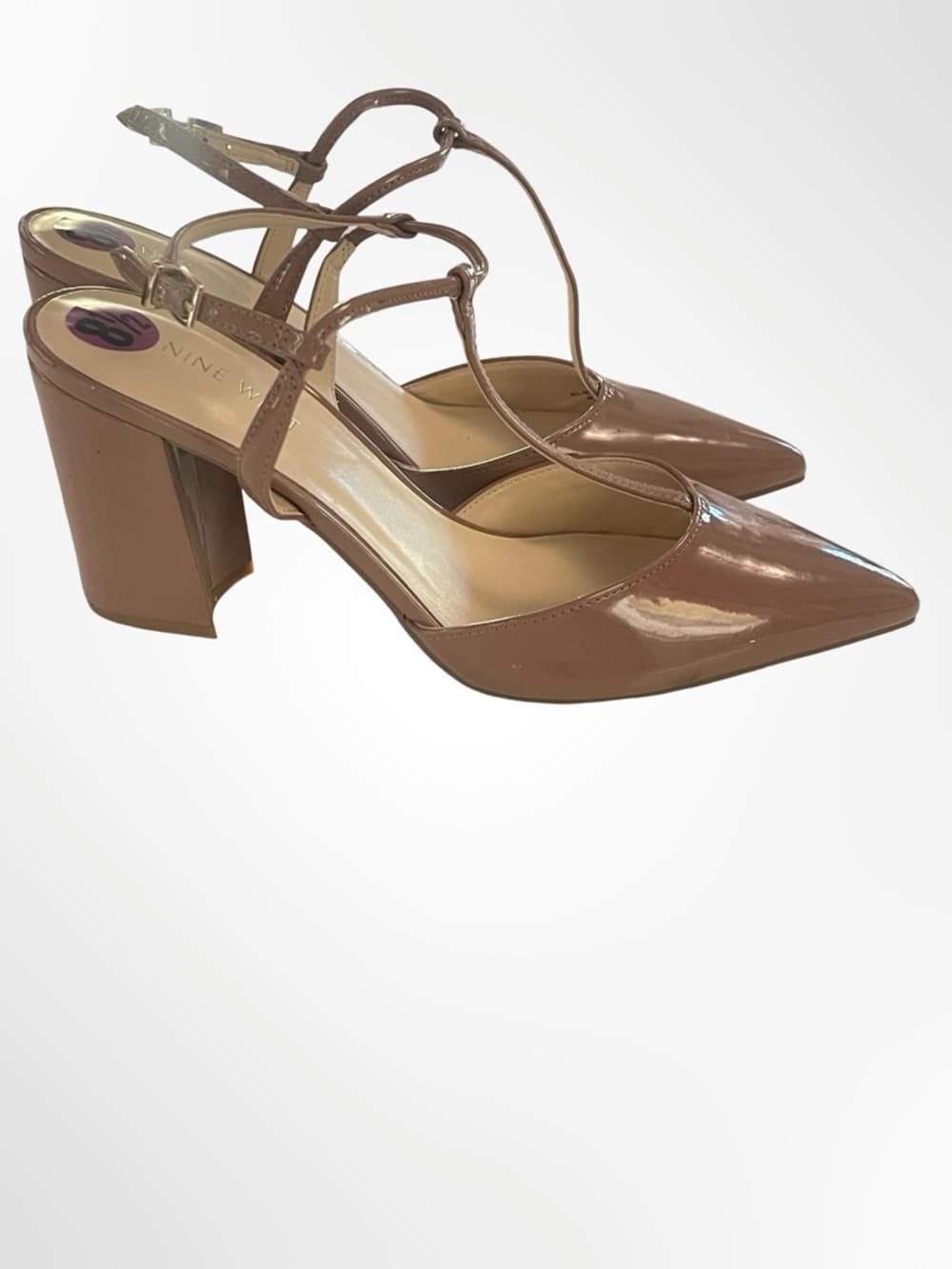 Nine West Glossy Tan Slingback Pointed-Toe Heels in size 8.5 - Thumbnail 4