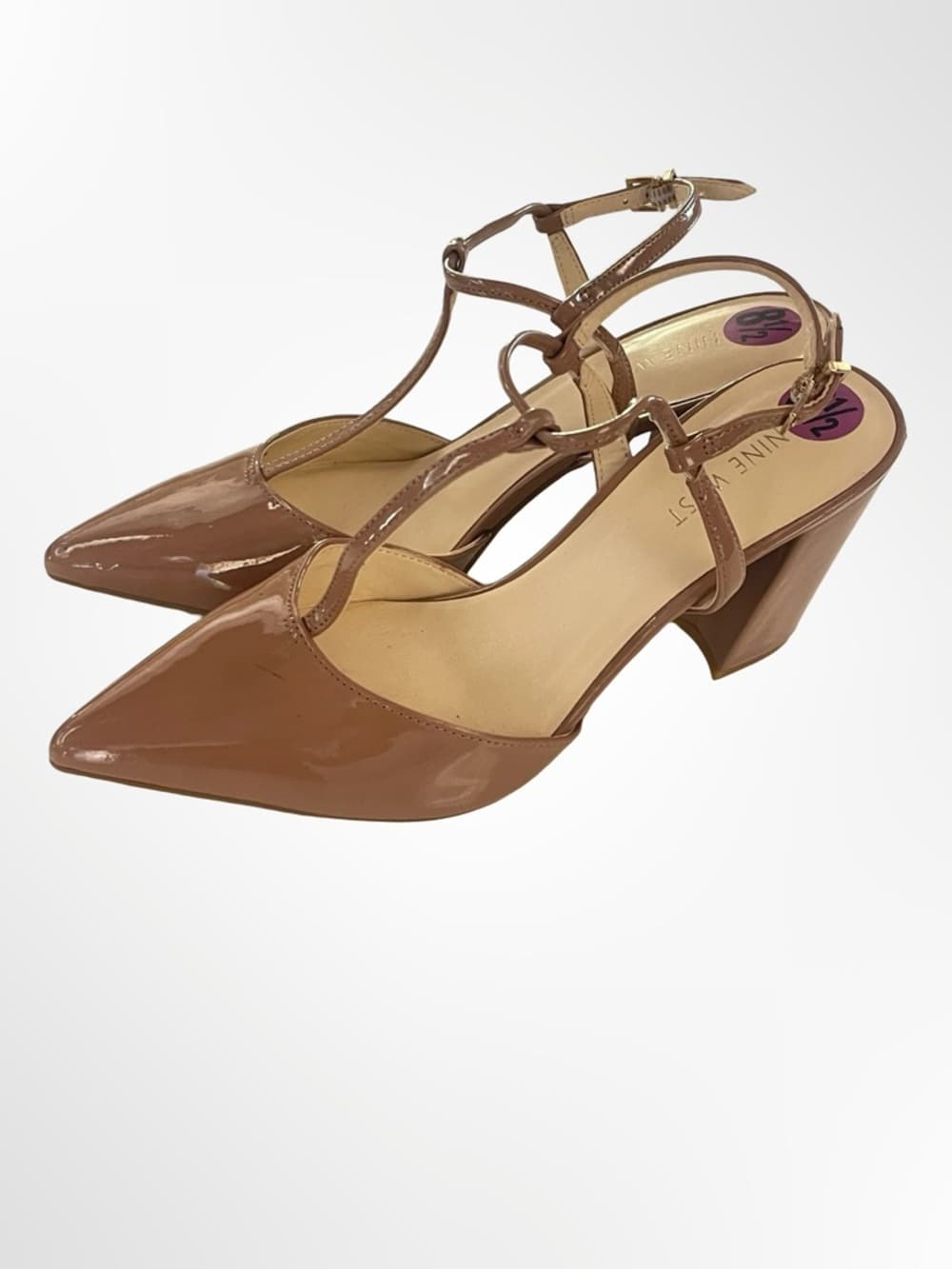 Nine West Glossy Tan Slingback Pointed-Toe Heels in size 8.5 - Thumbnail 3
