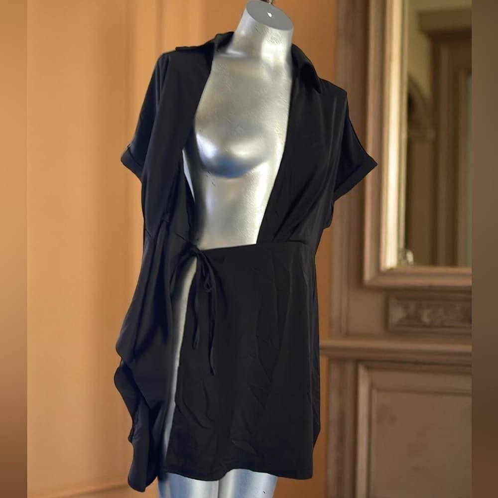 Shein size S Black Wrap Dress - Thumbnail 2