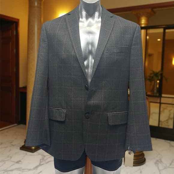 Michael Kors Men's Gray Checkered Blazer - size 40R - Thumbnail 7