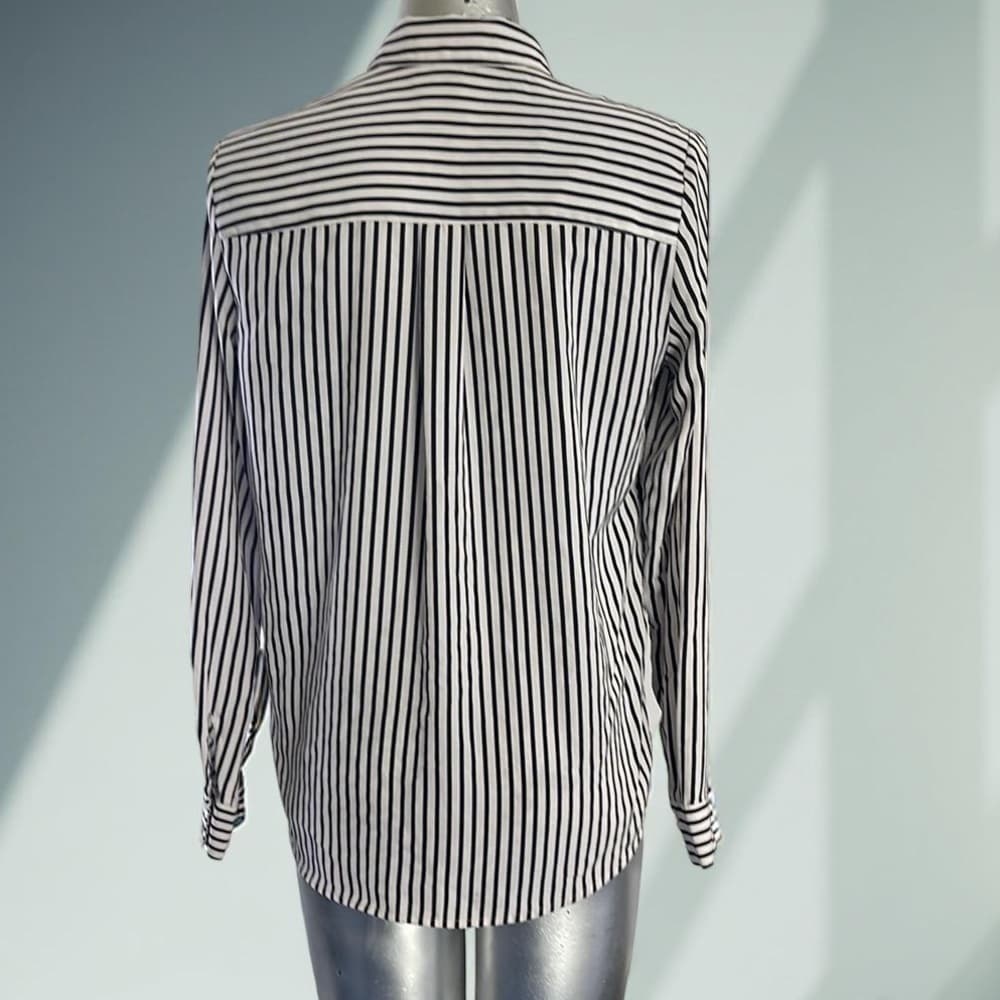 H&M XXS Black and White Striped Women's Top - Thumbnail 2