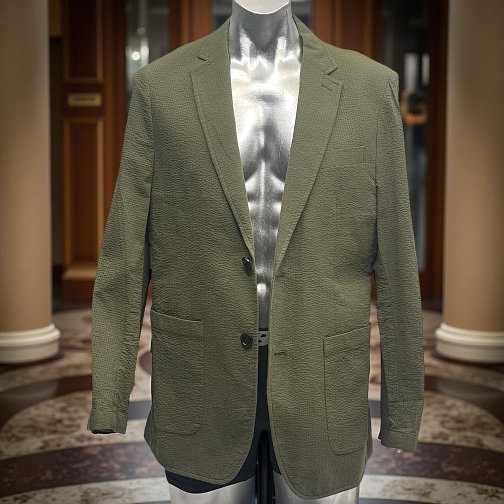 BARTI Club - Olive Textured Blazer size L / 40R 100% Cotton - Thumbnail 7