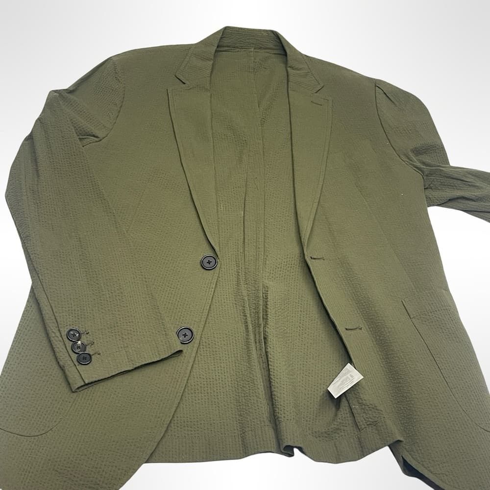 BARTI Club - Olive Textured Blazer size L / 40R 100% Cotton - Thumbnail 2