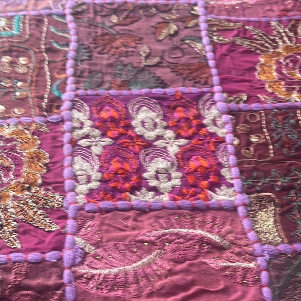 Handmade HD Buttercup Colorful Purple Patchwork Pillow Cover 16x16 - Thumbnail 3