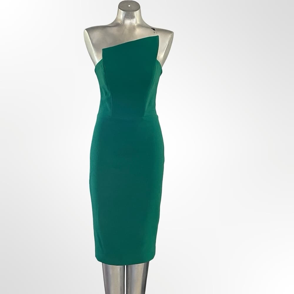 Aida Elegant Green Strapless Dress - Thumbnail 4
