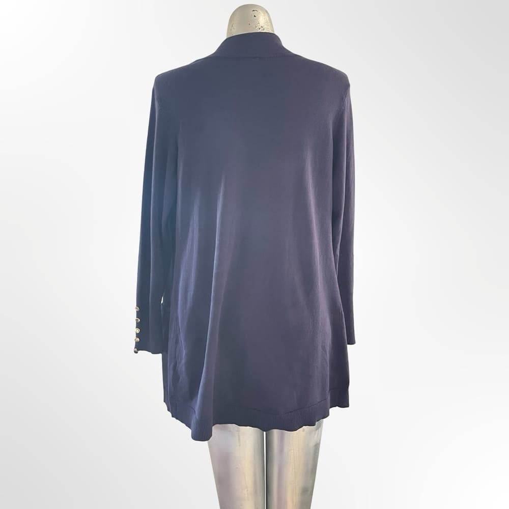 Women's Dark Navy Open-Front Cardigan in size S - Thumbnail 2