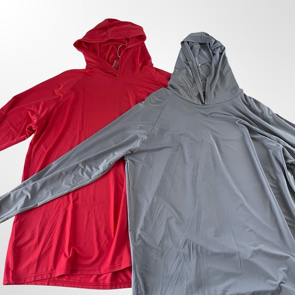 Two RE Red and Gray Hooded Long Sleeve Training Shirts Size M - Thumbnail 4