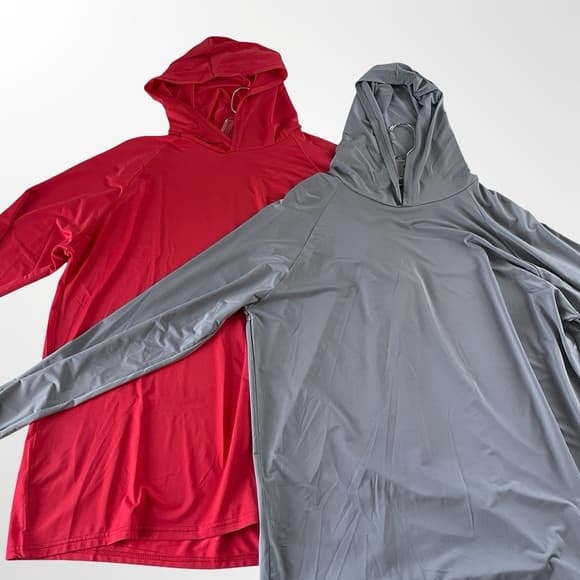 Two RE Red and Gray Hooded Long Sleeve Training Shirts Size M - Thumbnail 5