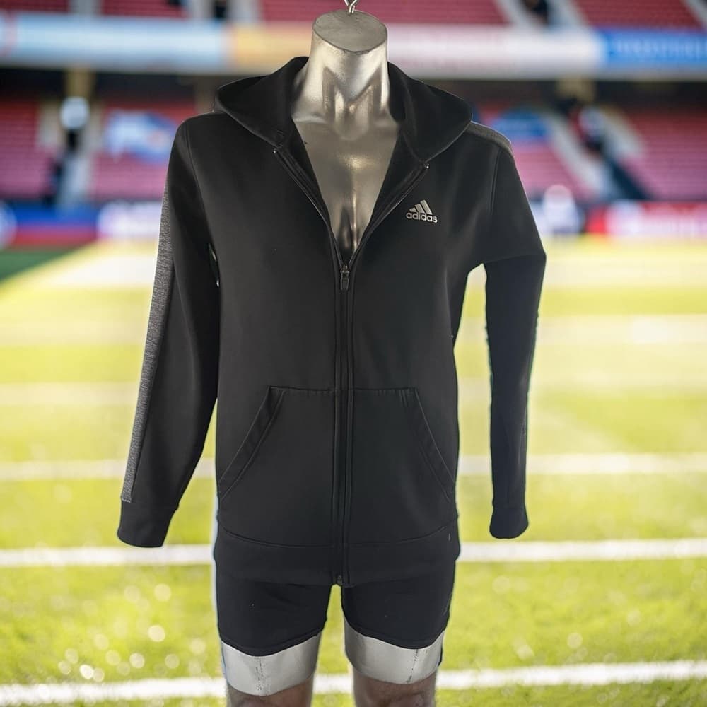 Adidas Men's Black Zip-Up Hoodie S-M - Thumbnail 6