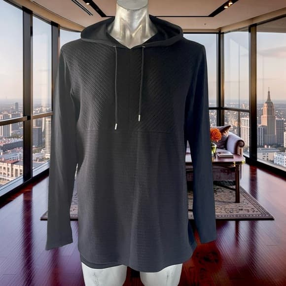 NWOT INC Black Hooded Long Sleeve Top in size L - Thumbnail 7