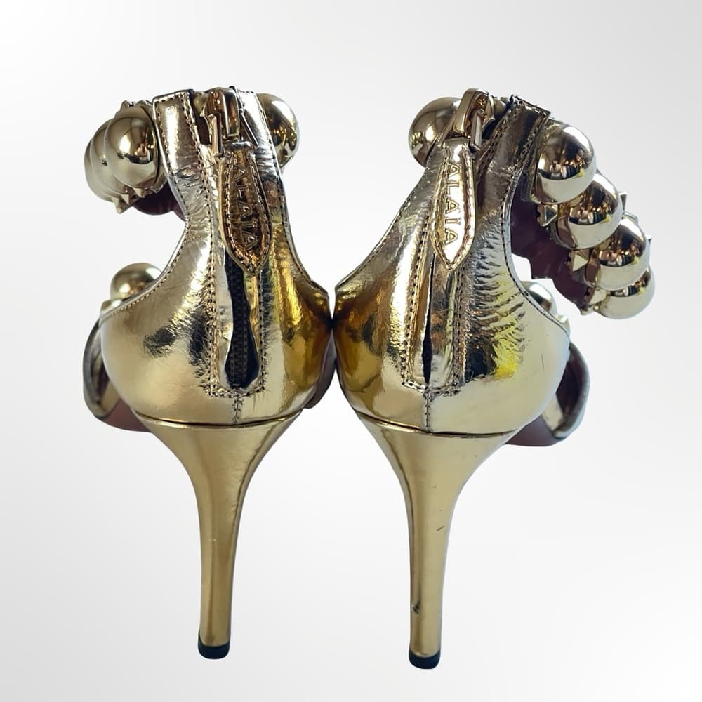 ALAIA La Bombe Elegant Gold Women's Heels NWOT size 36 1/2 - 6.5 - NEW - Thumbnail 6