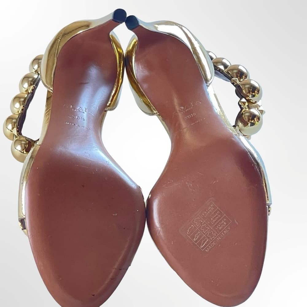 ALAIA La Bombe Elegant Gold Women's Heels NWOT size 36 1/2 - 6.5 - NEW - Thumbnail 7