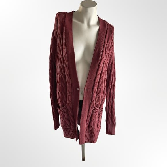 St. John's Bay Textured Knit Cardigan in Deep Red in size S - Thumbnail 6
