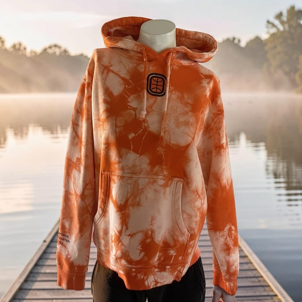 Overtime Women's Orange Tie-Dye Hoodie - thick - Medium - Thumbnail 6