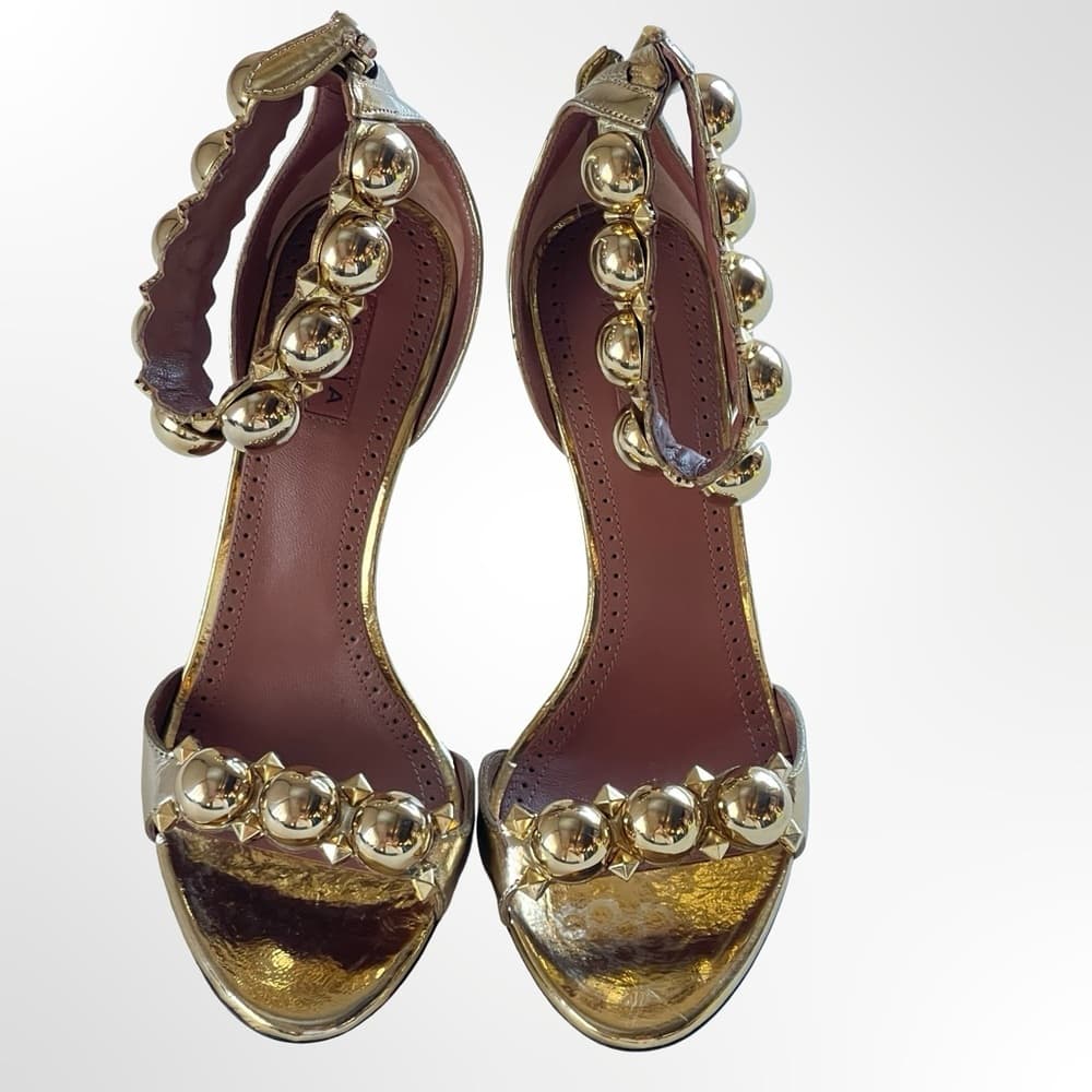 ALAIA La Bombe Elegant Gold Women's Heels NWOT size 36 1/2 - 6.5 - NEW - Thumbnail 3