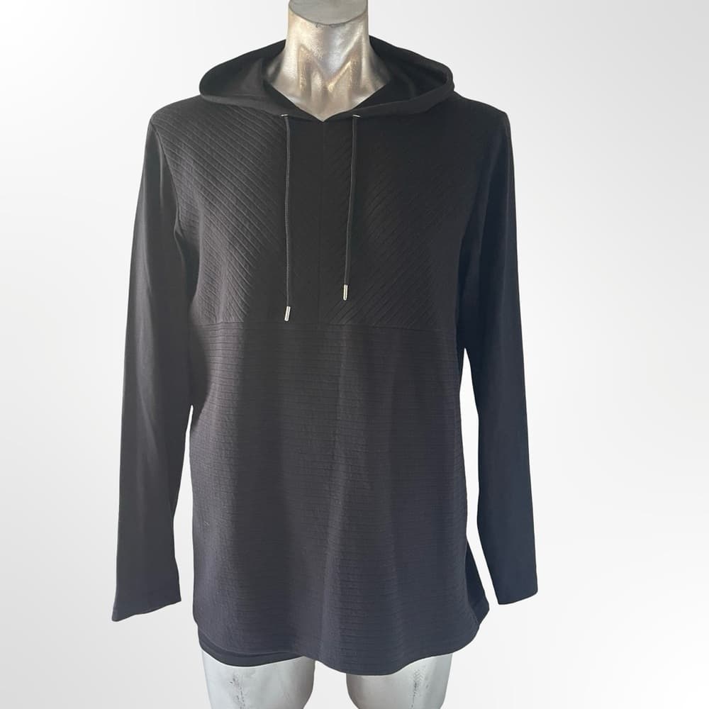 NWOT INC Black Hooded Long Sleeve Top in size L - Thumbnail 5