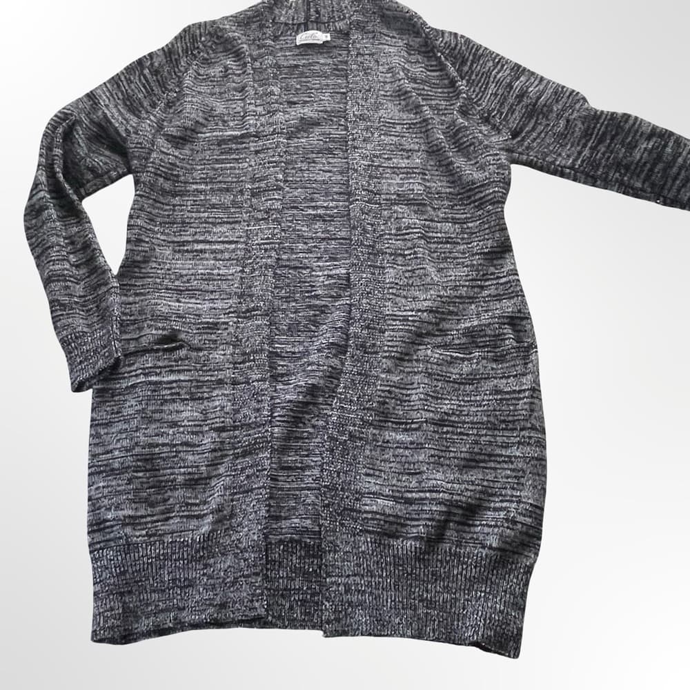 Cielo Charcoal Open-Front Cardigan in Medium size - Thumbnail 2