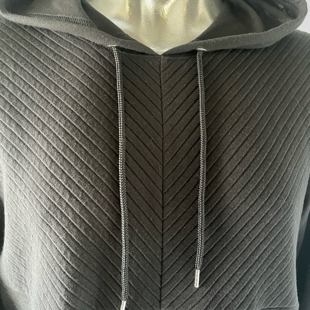 NWOT INC Black Hooded Long Sleeve Top in size L - Thumbnail 2