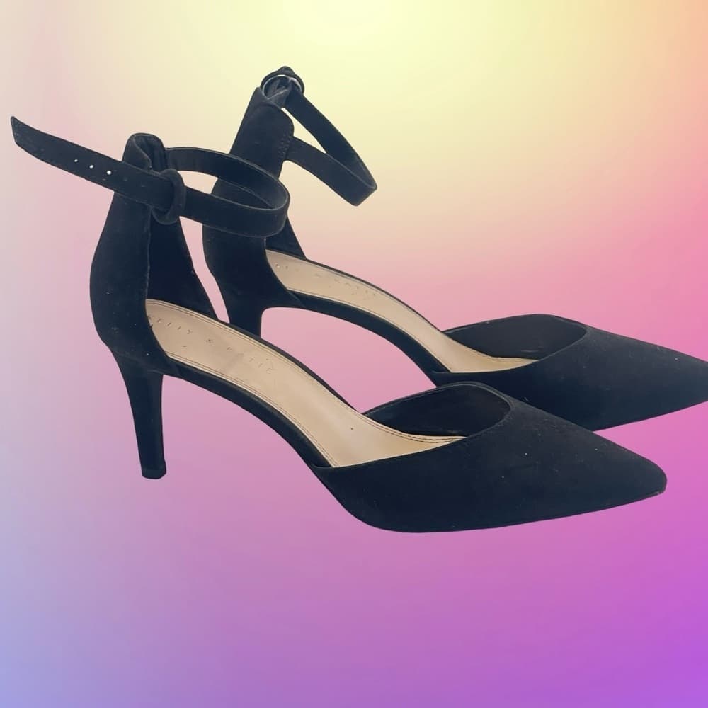 Kelly & Katie Black Ankle Strap Heels Size 10 - Thumbnail 2