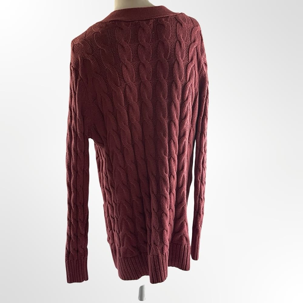 St. John's Bay Textured Knit Cardigan in Deep Red in size S - Thumbnail 2