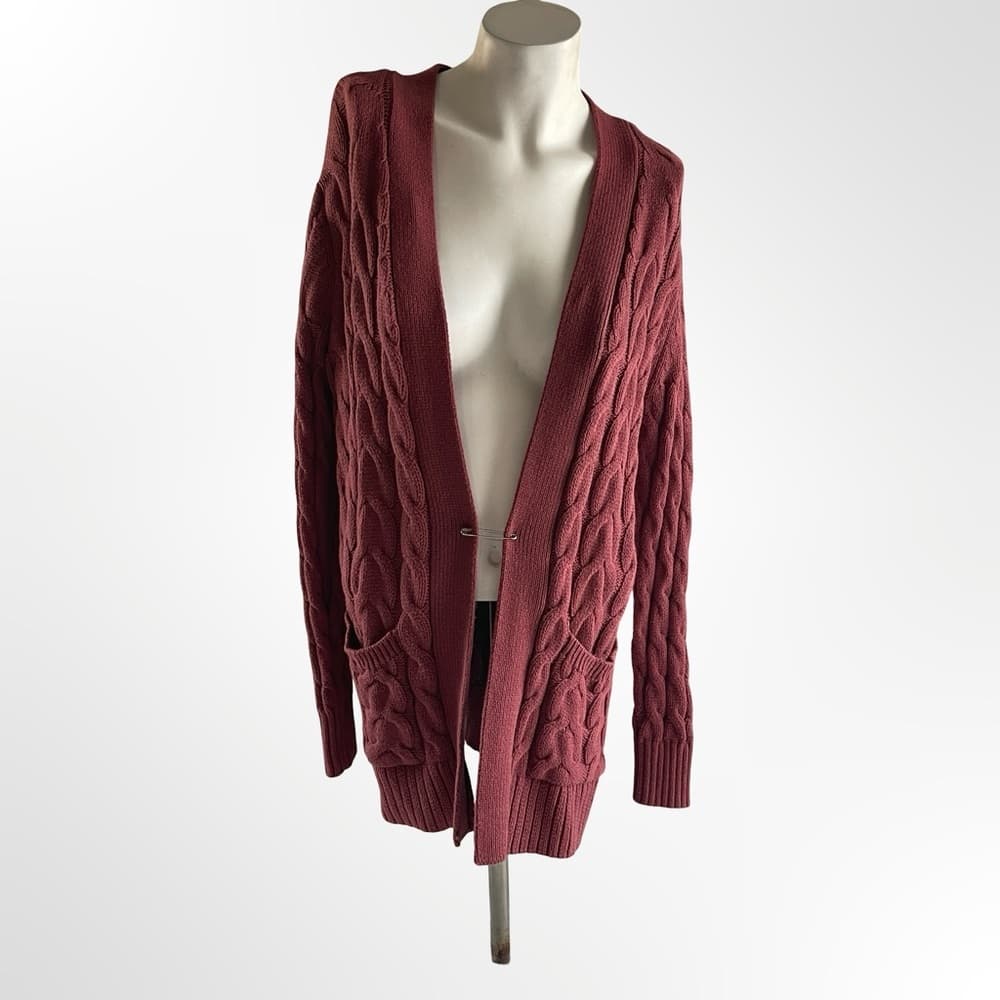 St. John's Bay Textured Knit Cardigan in Deep Red in size S - Thumbnail 5