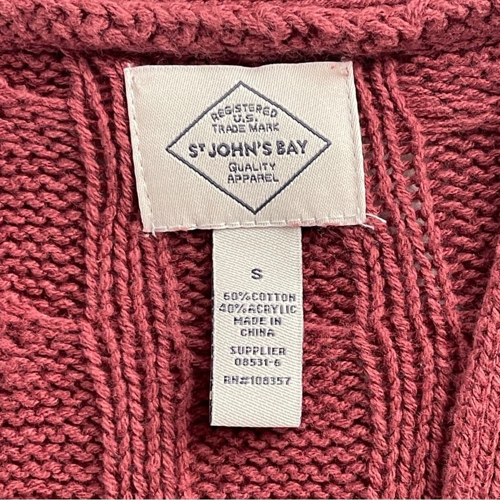 St. John's Bay Textured Knit Cardigan in Deep Red in size S - Thumbnail 4