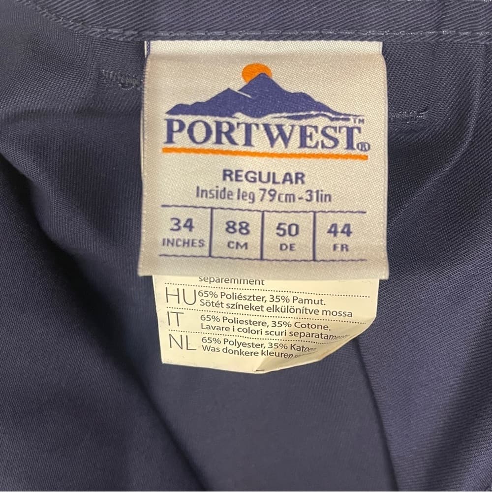 PORTWEST Men's Navy Cargo Work Pants - Size 32,34,36 & 38 - Thumbnail 4