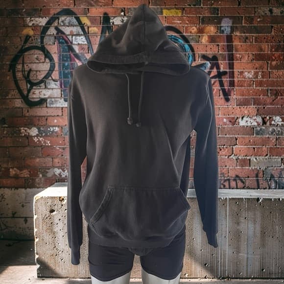 Thick Black Hoodie with Drawstring in Size Medium - Thumbnail 4