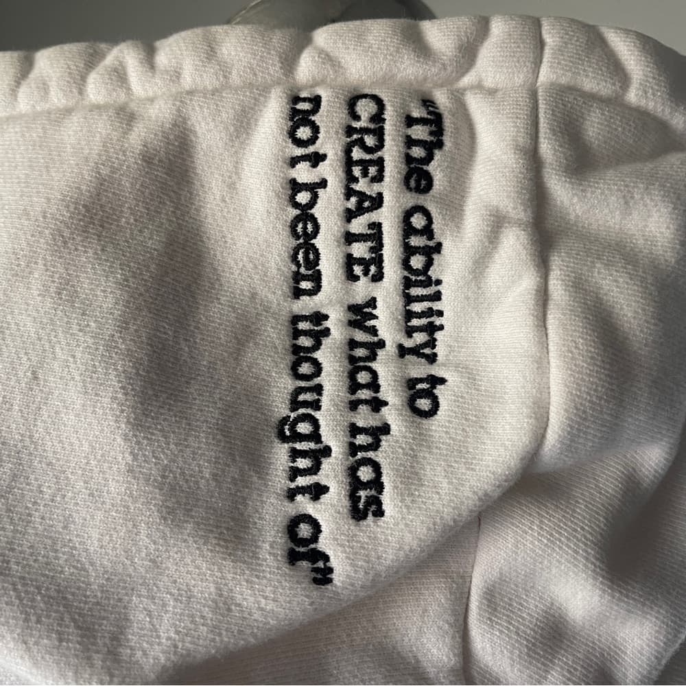 Branéu White Hoodie with Front Pocket and text on Hoodie - Thumbnail 3