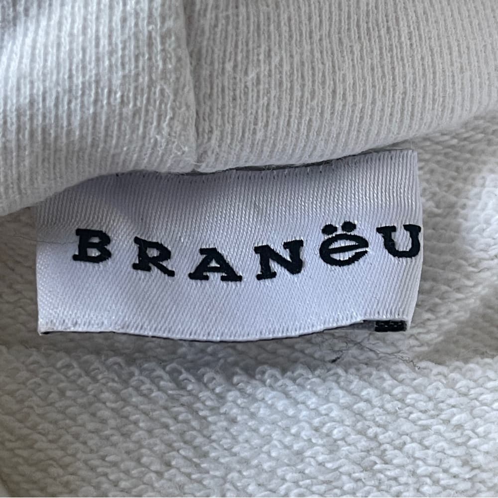 Branéu White Hoodie with Front Pocket and text on Hoodie - Thumbnail 4