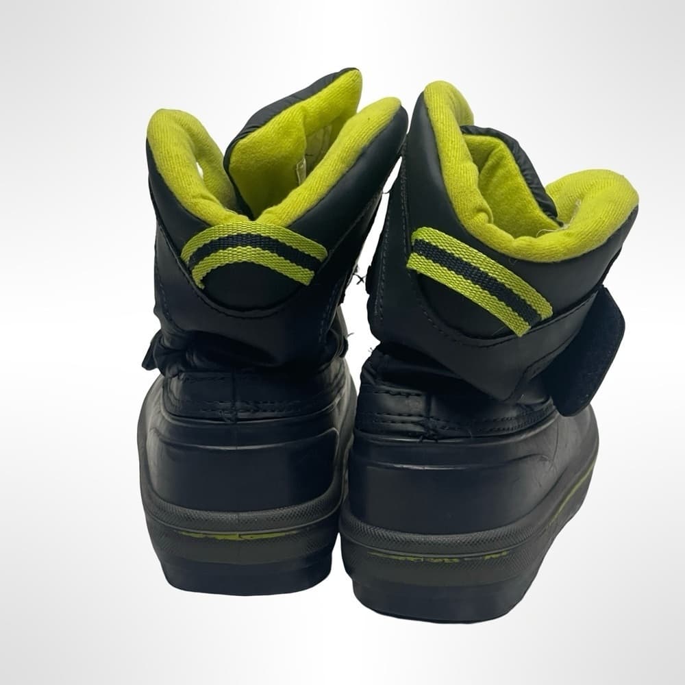 Size 2 Kids Black and Green Winter Boots - Thumbnail 2