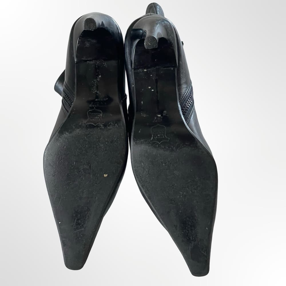 Vero Cuoio Women's Black Leather Pointed-Toe Ankle Boots - Thumbnail 5