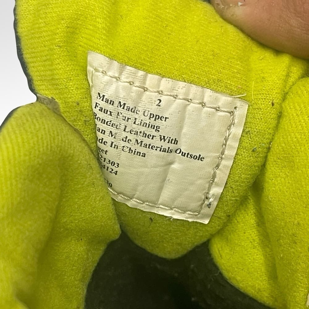 Size 2 Kids Black and Green Winter Boots - Thumbnail 4