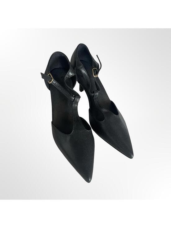 Women’s Black Pointed Toe Ankle Strap Heels in size 7 - 7.5 - Thumbnail 6