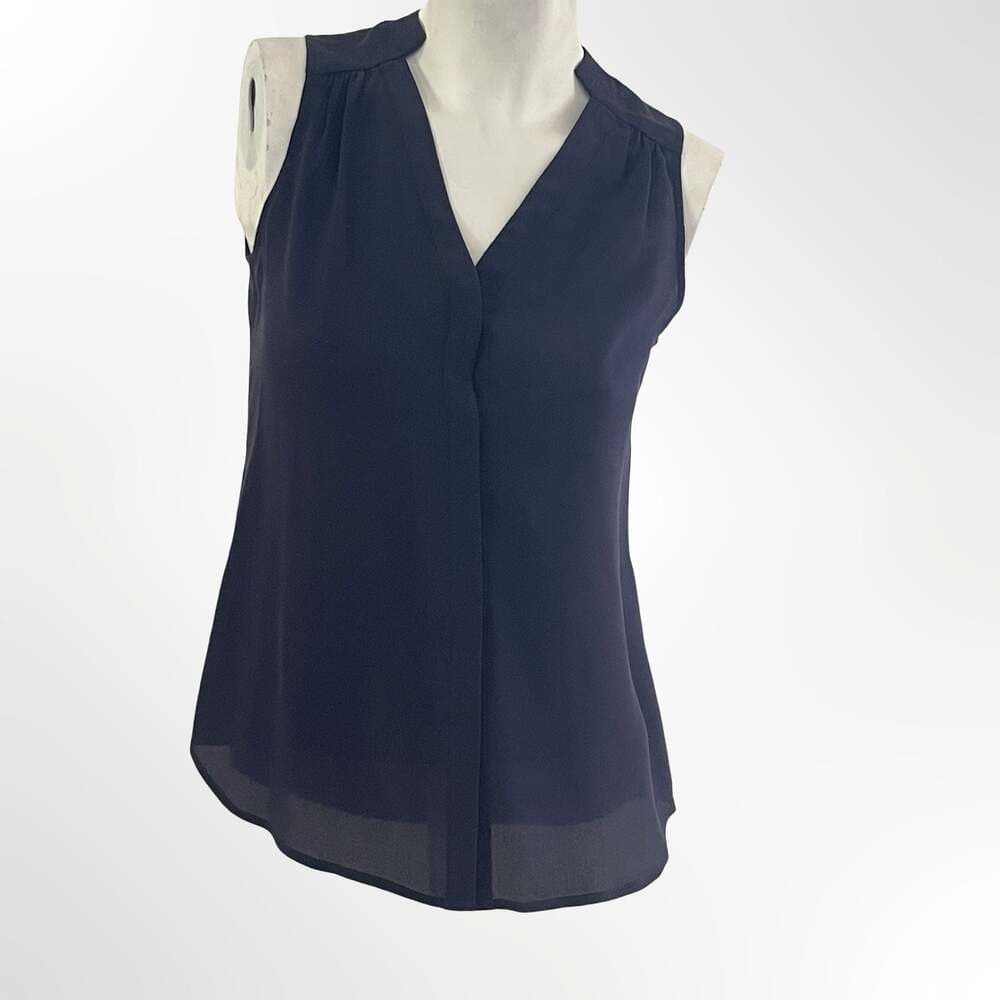 Banana Republic 100% Silk Sleeveless V-Neck Pleat Back Blouse - Thumbnail 5