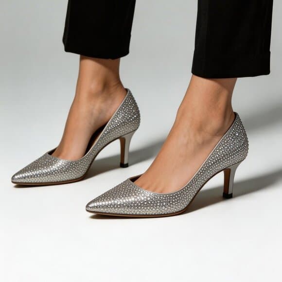 Badgley Mischka Rhinestone Pointed-Toe Pumps in size 11 - Thumbnail 10
