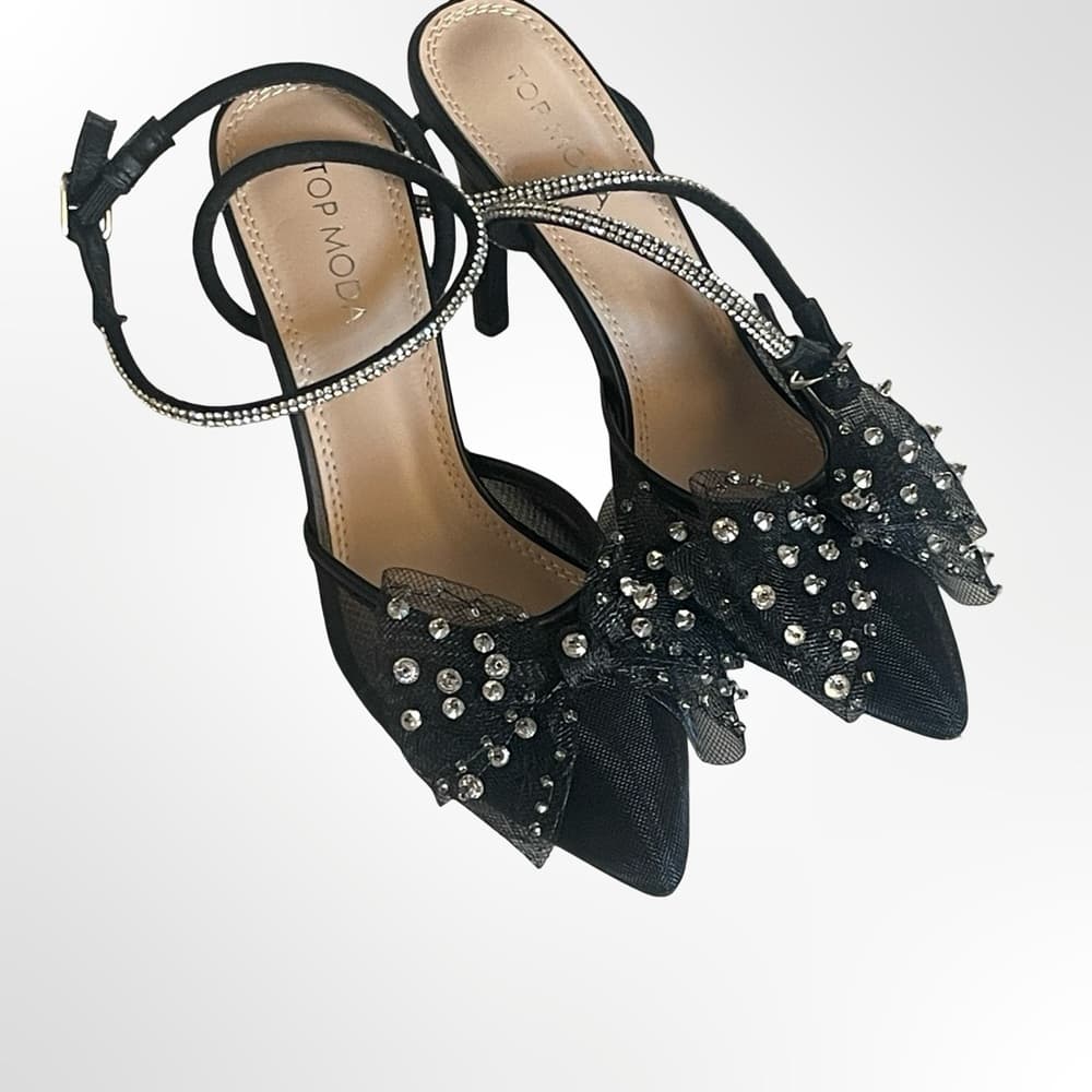 Top Moda Black Embellished Pointed-Toe Heels NWT in size 6.5 - Thumbnail 7