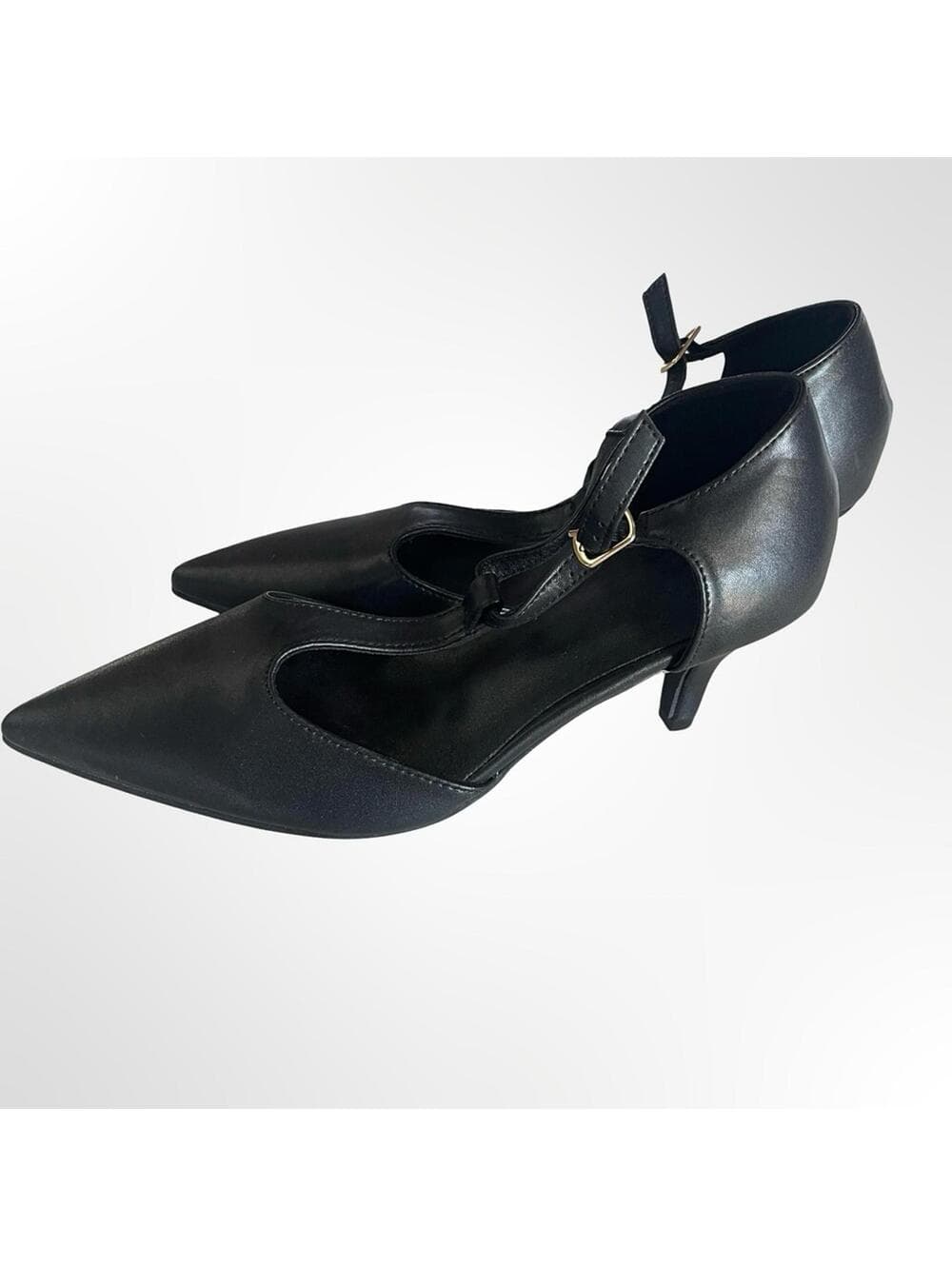 Women’s Black Pointed Toe Ankle Strap Heels in size 7 - 7.5 - Thumbnail 3