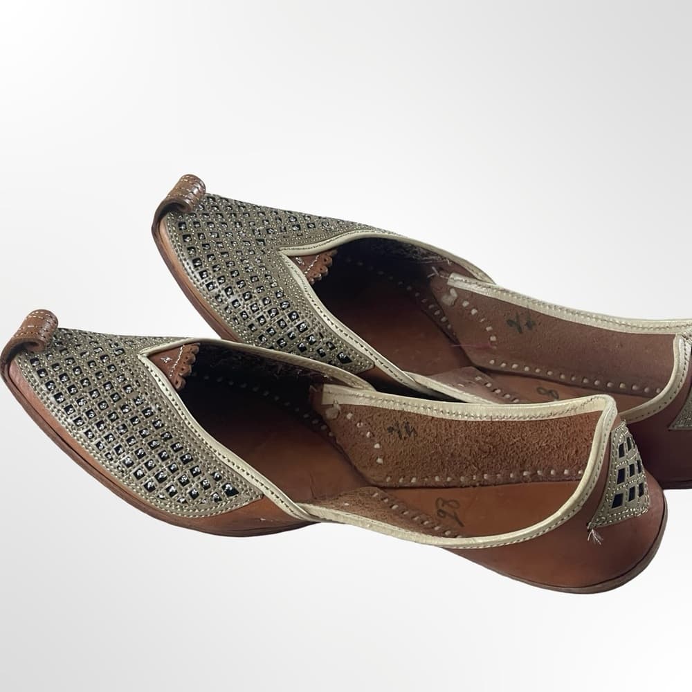 Handmade in Morocco Elegant Brown and Cream Women's shoes - Thumbnail 2