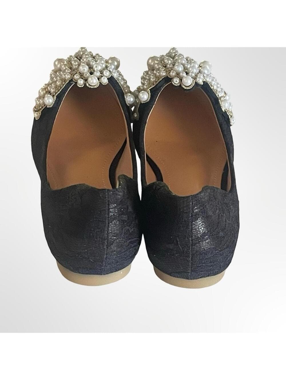 Women's Embellished Pearl Pointed-Toe Flats in size 40 - Thumbnail 3