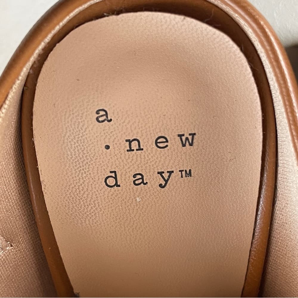 a new day Tan Mule Heels with Snakeskin-Detail Block Heel - Thumbnail 7