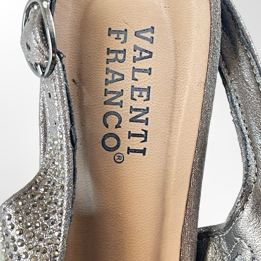 Valenti Franco Silver Rhinestone Slingback Block Heels in 7.5 - Thumbnail 5