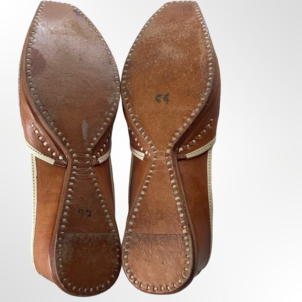 Handmade in Morocco Elegant Brown and Cream Women's shoes - Thumbnail 5