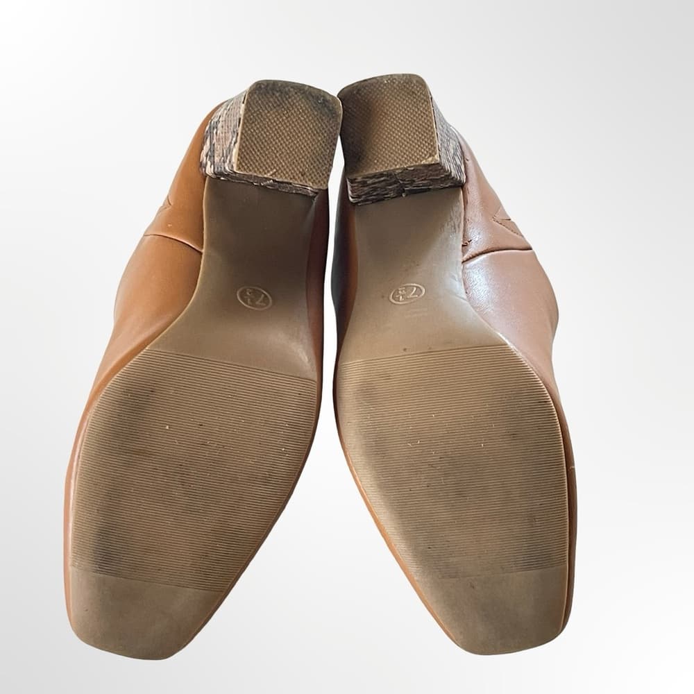 a new day Tan Mule Heels with Snakeskin-Detail Block Heel - Thumbnail 6