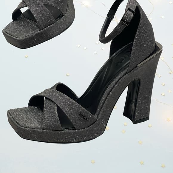 DKNY - Elegant Black Glitter Women's Heels in size 8 NWOT - Thumbnail 13
