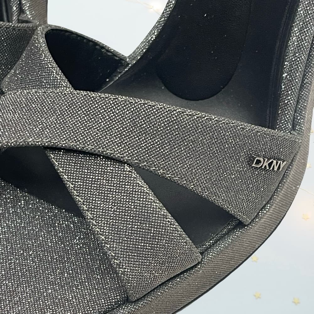 DKNY - Elegant Black Glitter Women's Heels in size 8 NWOT - Thumbnail 2
